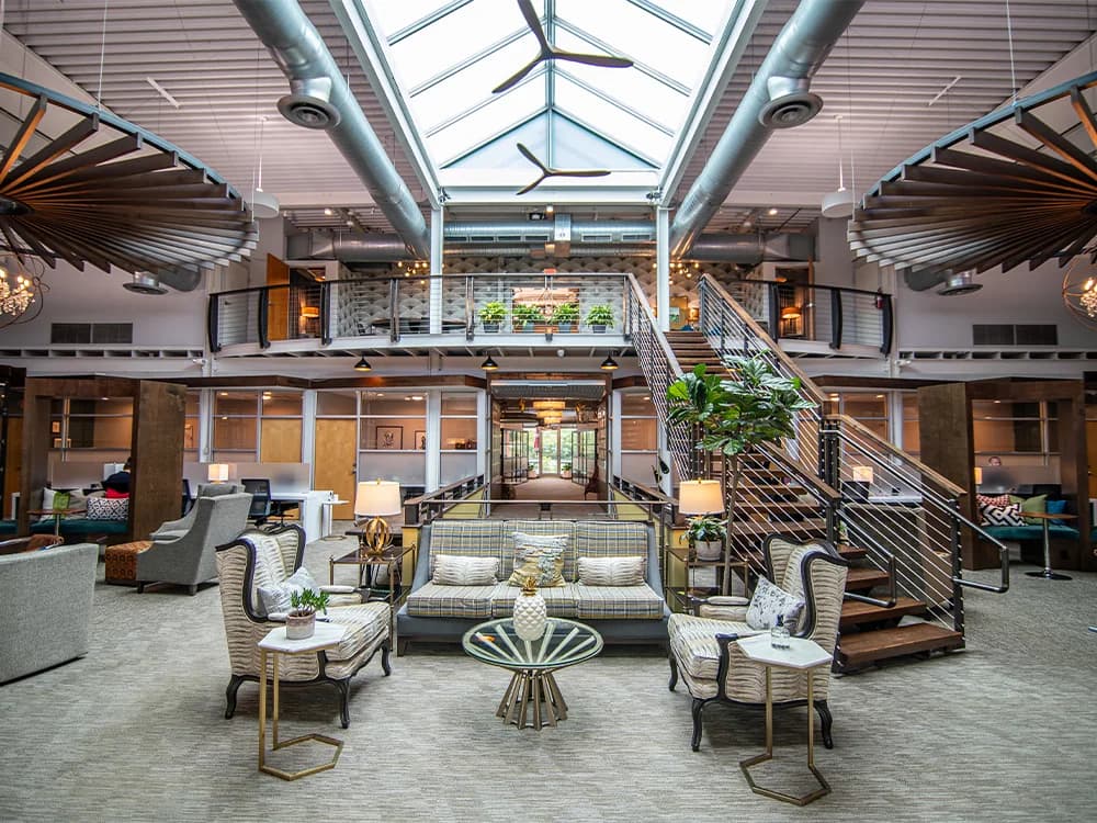 A coworking interior in Columbus, Ohio, shown as a workplace reference