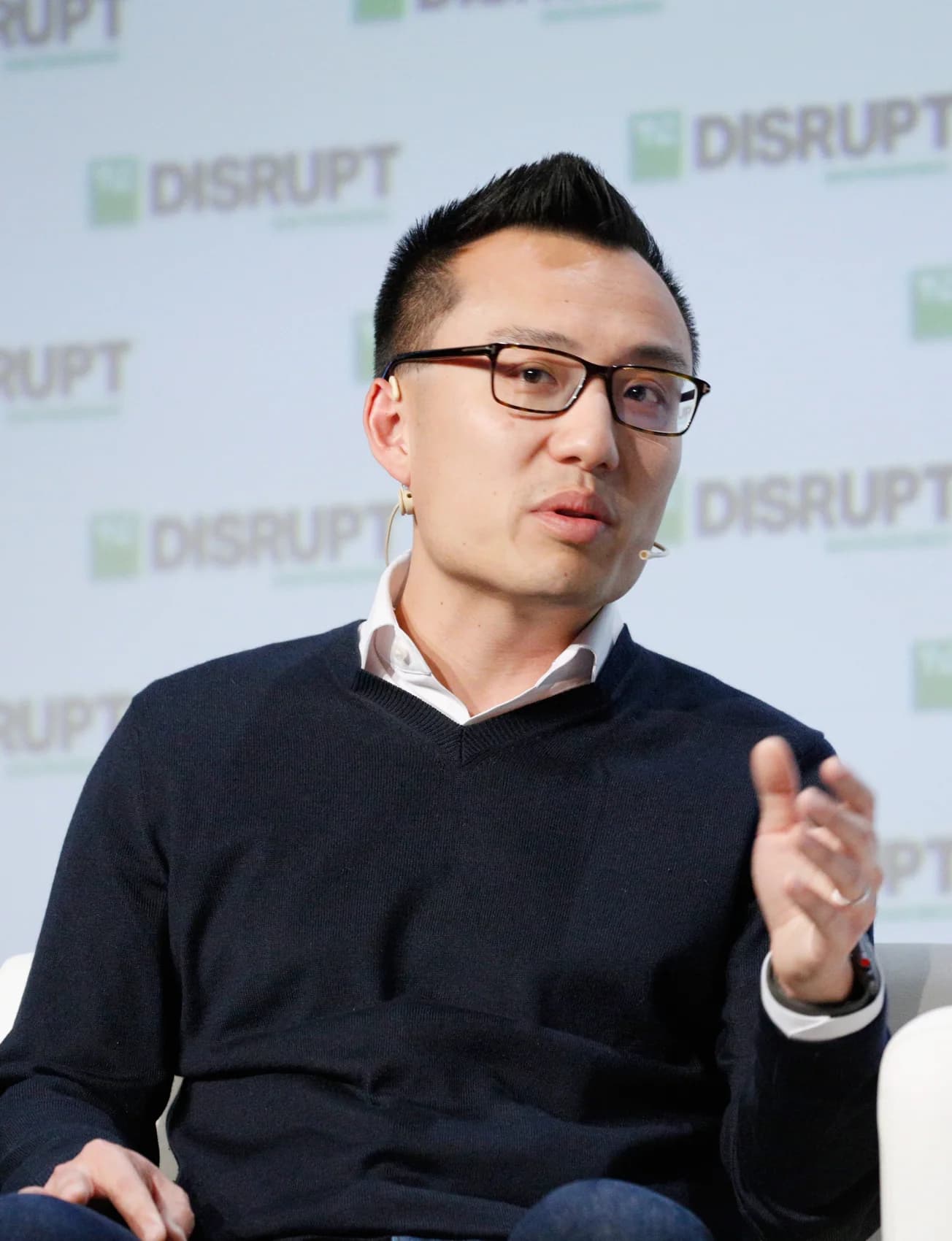 Tony Xu speaking at TechCrunch Disrupt in 2018