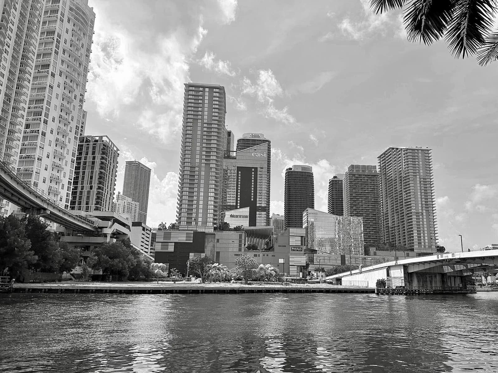 Brickell buildings and the Miami River, photographed from the waterfront