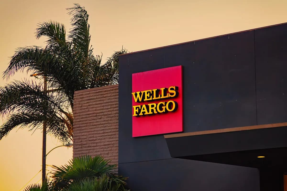Wells Fargo branch at sunset in Los Angeles, California