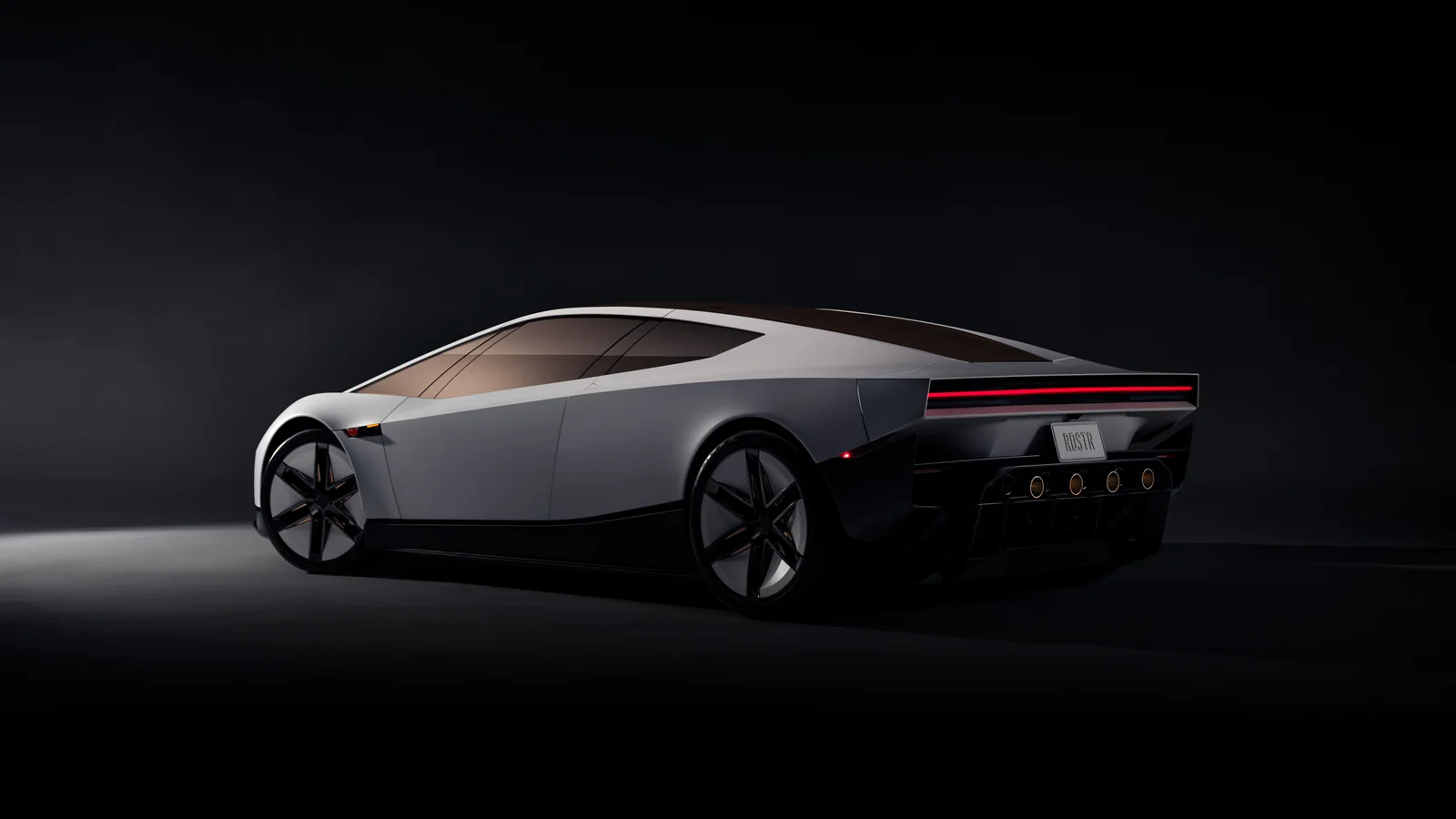 The redesigned Tesla Roadster in a three-quarter studio view, in imagery supplied by Tesla