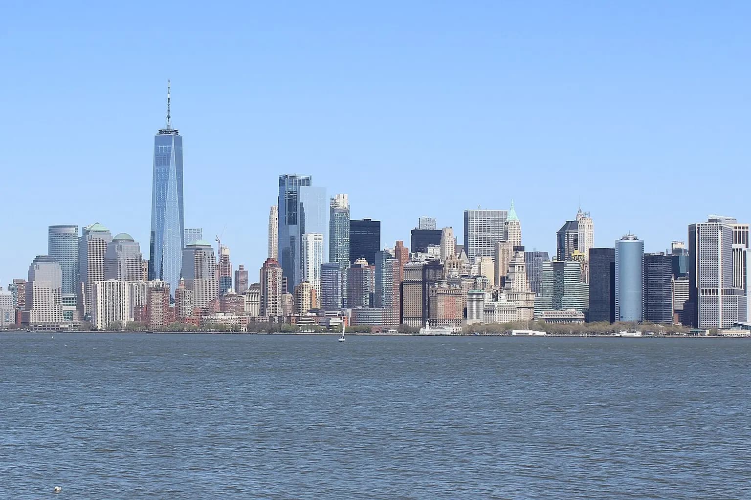 Lower Manhattan skyline seen across New York Harbor