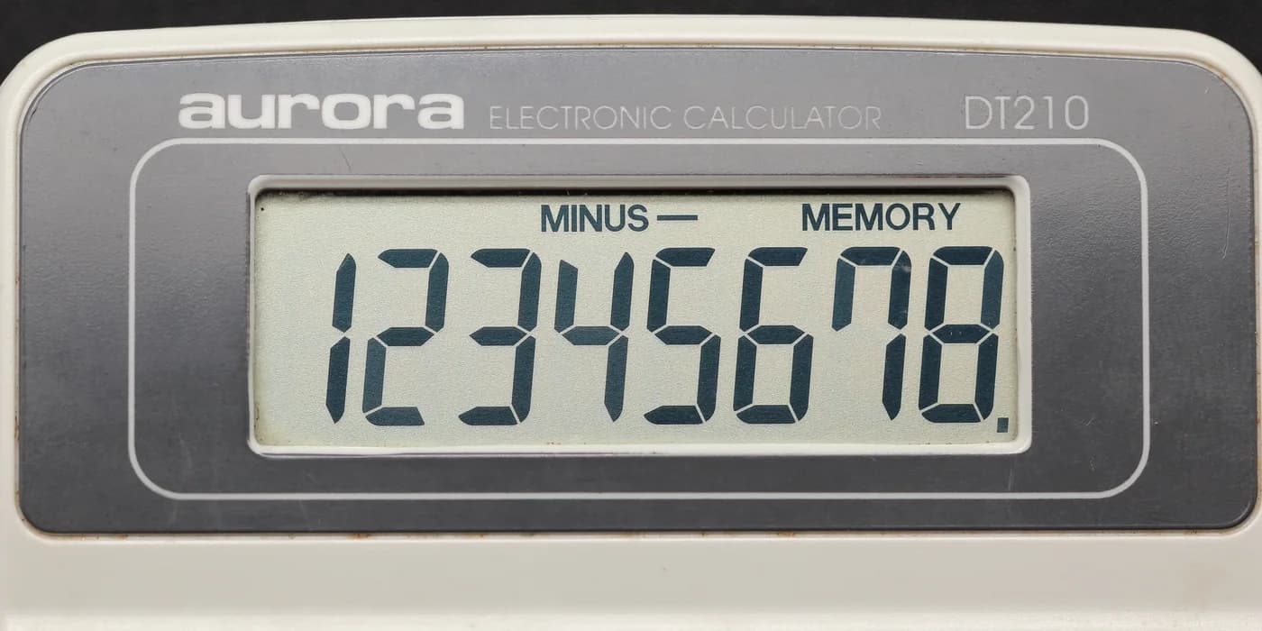 An electronic desktop calculator, shown as a calculation reference
