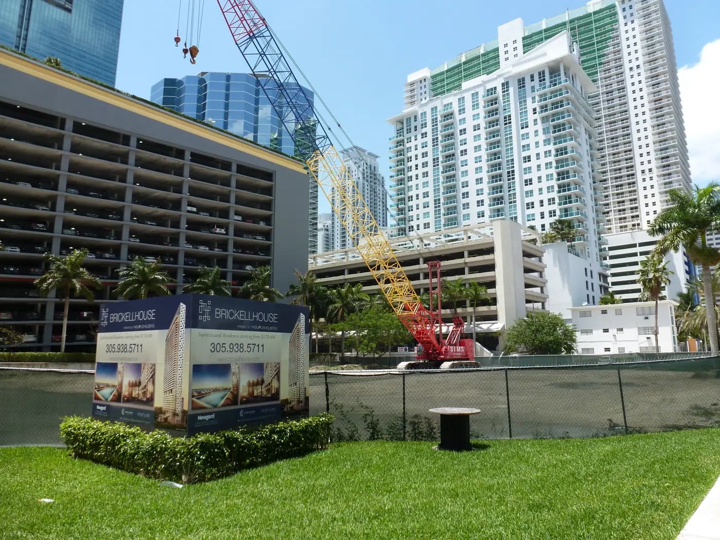 An archival view of the Brickell House construction site in Miami