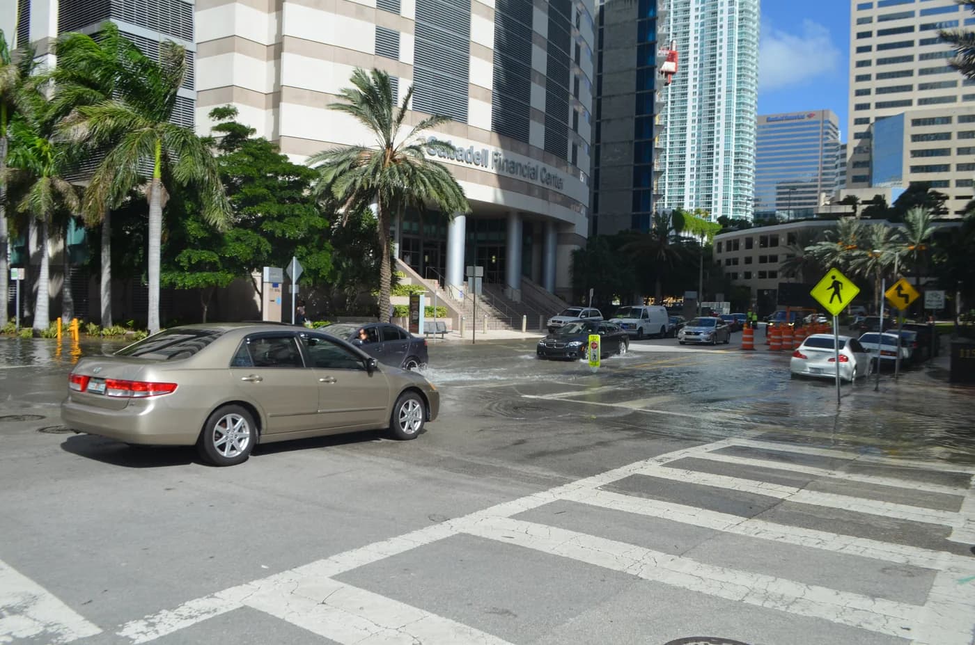 Archival tidal flooding on Brickell Bay Drive in Miami in 2016