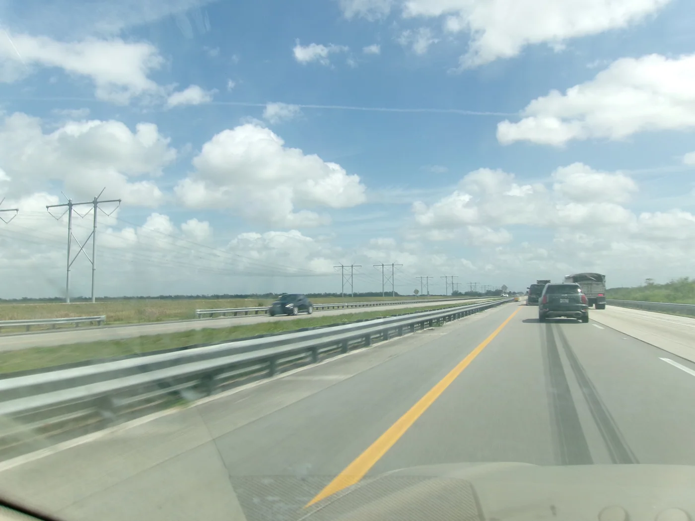Power lines beside a Florida roadway