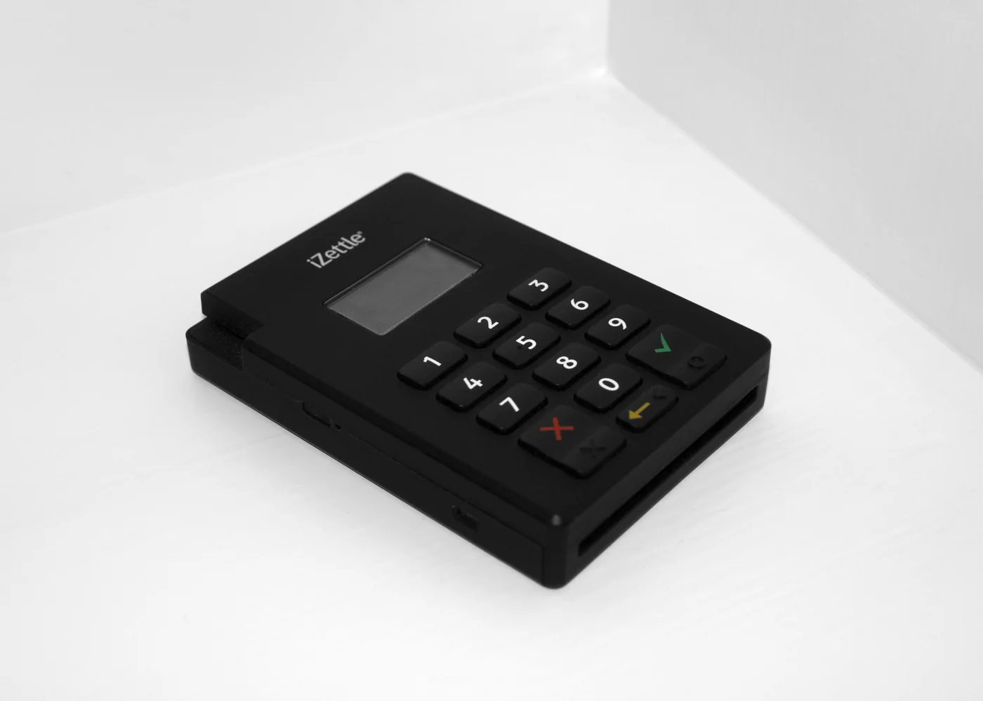 An iZettle payment terminal, shown as a card-payment reference
