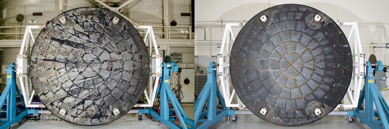 NASA comparison of the Artemis I and Artemis II Orion heat shields after their missions