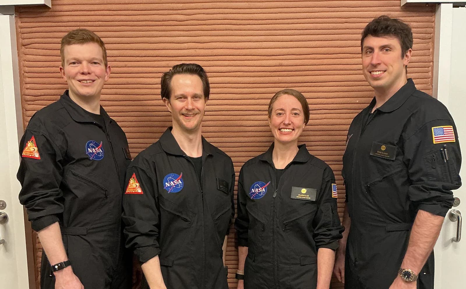 The CHAPEA Mission 2 crew inside the simulated Mars habitat at NASA Johnson Space Center