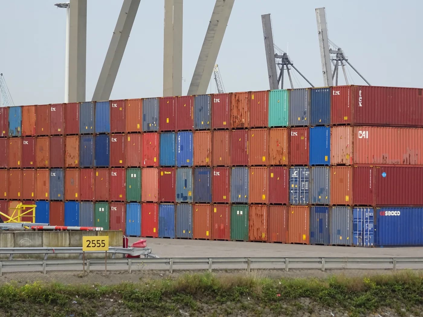 Container stacks at the Port of Rotterdam, photographed in 2017
