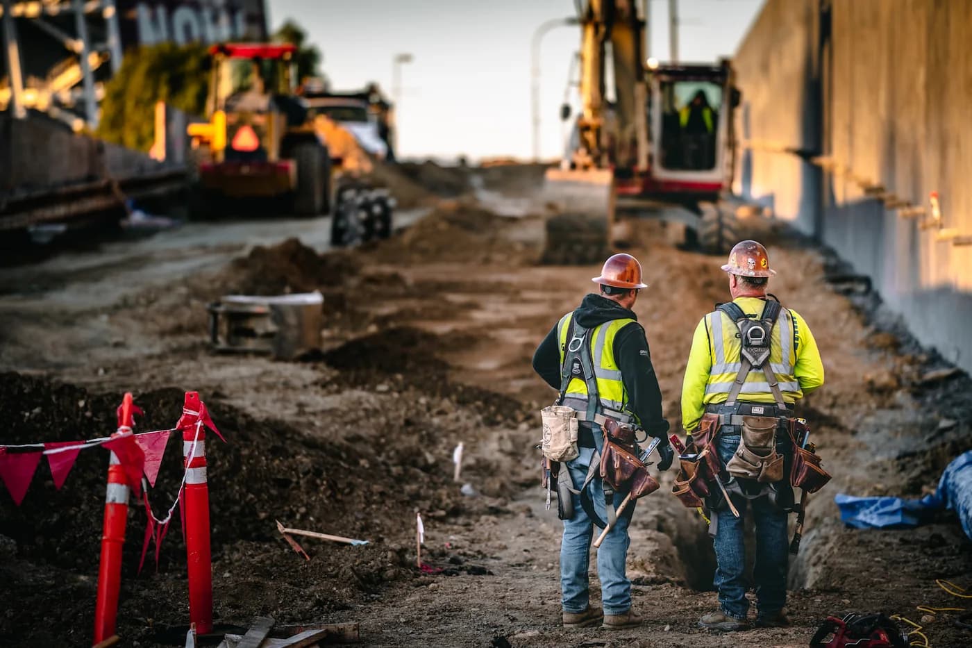 Construction workers on a site, photographed by Daniel Mekis