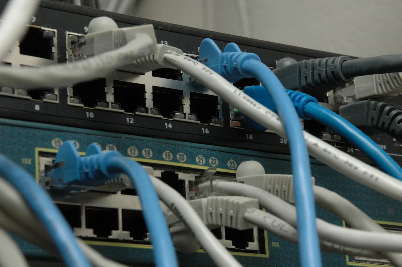 Network switches and cables, shown as an email-infrastructure reference