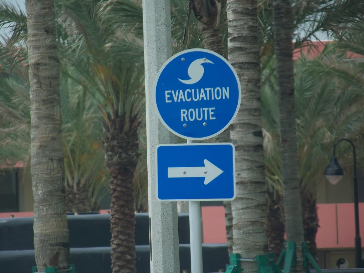A hurricane evacuation route sign, shown as an emergency-planning reference