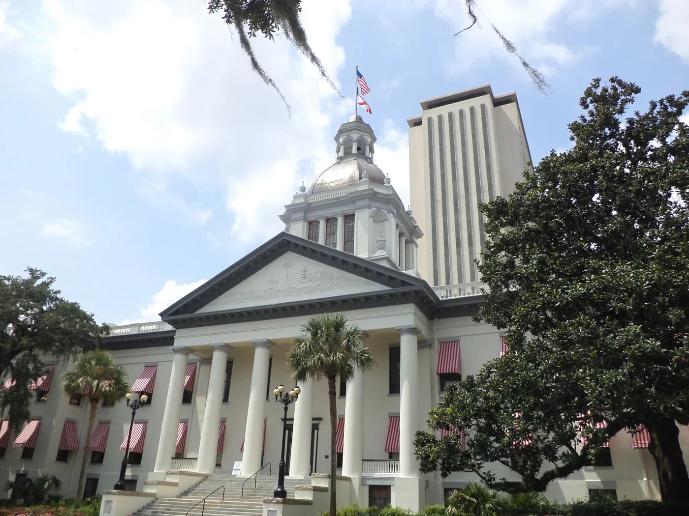 Historic and modern Florida capitol buildings in Tallahassee