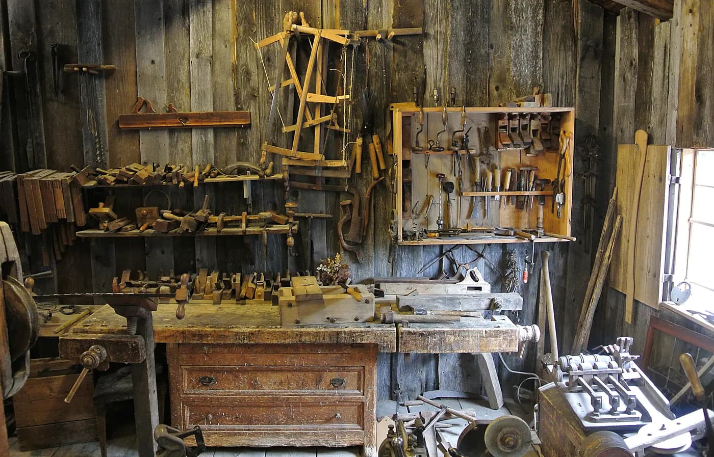 A woodworking workshop, shown as an industry-classification reference