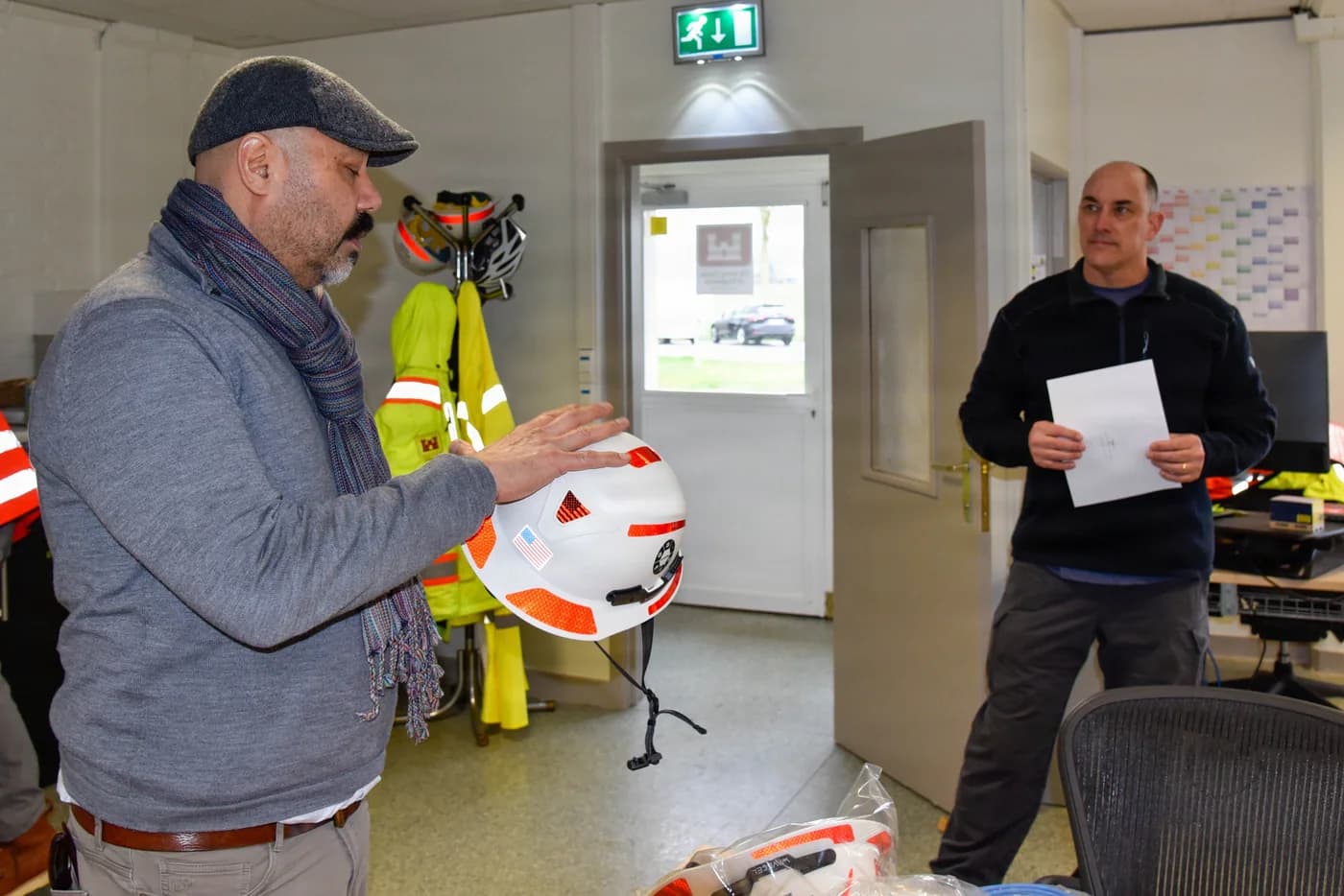 A safety site visit at Chièvres Air Base, shown as a workplace reference