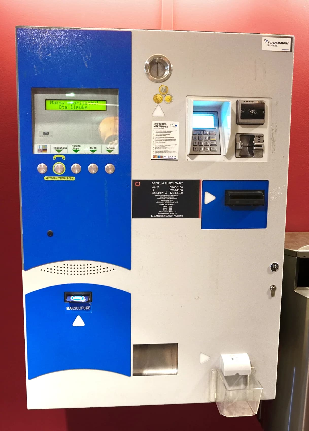 A parking payment machine, shown as a payment-verification reference
