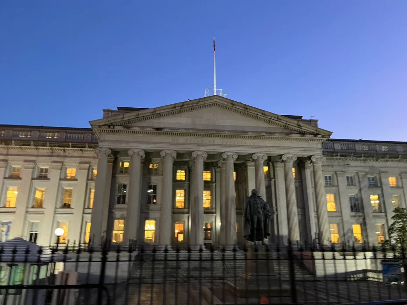 United States Treasury building, shown as a government-finance reference