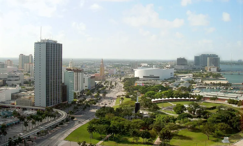 El centro de Miami y Bayfront Park visto desde arriba